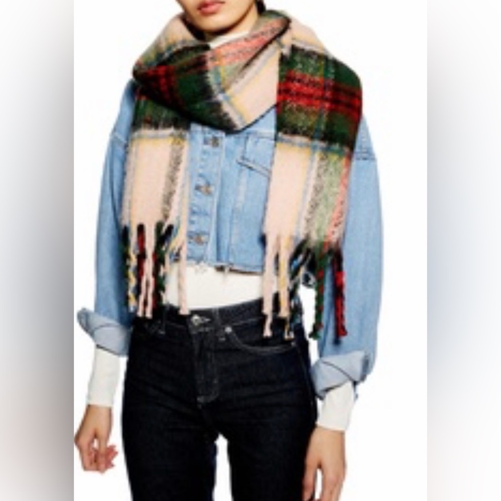 Topshop Red Plaid Scarf